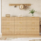 60.3" Wide Fluted 9 Drawer Dresser for Bedroom, Natural - Image 3