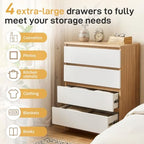 Karl home White Wood Effect 4 Drawer Modern Dresser, Bedroom Storage Chest - Image 6
