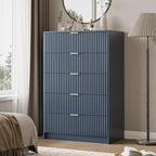 MAISONARIA 5 Drawer Dresser for Bedroom, Tall Dresser Chest of Drawers with Gold Handles, 32 Inch Wide Nightstand with for Bedroom, Living Rooms, Offices, and Entryways, Navy Blue - Image 7