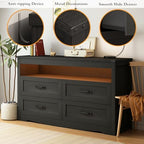 Wodeer Black Dresser for Bedroom, Wood 4 Drawer Dresser with LED Light, Dressers & Chests of Drawers with Metal Handles, Storage and Organization for Bedroom, Hallway, Entryway - Image 6