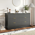 6 Drawers Fluted Dresser for Bedroom, 55" Wide Wooden Dresser with Deep Drawers, Large Floor Chest of Drawers, Modern Long TV Stand, Storage Cabinet Side Table, Black by Provideyouwithbestproduct%EF%BC%81
