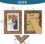 Hongkee 5x7 Picture Frame Set of 4, Made of Real Glass and Rustic Brown Wooden Frame, 5 by 7 Photo for Wall or Tabletop - Display Picture 4x6 with Mat or 5x7 Without Mat - Image 3