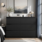 Jocoevol 6 Drawer Fluted Dresser, Modern Chest of Drawers for Bedroom with Hidden Handles, Wood Storage Organizer Cabinet for Living Room & Entryway, Black (15.7" D x 47.3" W x 31.6" H) - Image 4