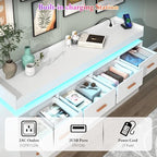 Hlivelood 12 Drawer Dresser with LED Light and Charging Station, Modern Chest of Drawers for Closet, Wide Drawer Organizer Cabinet, Living Room, Entryway, Hallway, White - Image 5