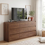 Gyfimoie Walnut Fluted 9-Drawer Dresser for Bedroom w/Power Outlet - Image 2