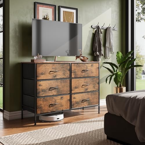 WLIVE Dresser for Bedroom with 6 Fabric Drawers, Rustic Brown - Image 2