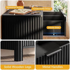 Wodeer 6 Drawer Black Dresser for Bedroom, 47"W Wood Storage Cabinet with Fluted Design, Modern Chest of Drawers & TV Stand for Living Room, Nursery Clothing Organizer with Metal Slides, Anti-Tipping - Image 6