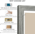 Hongkee 11x14 Picture Frame Set of 4, Made of Real Glass and Grey Wooden Frame, Display 8x10 Pictures with Mat or 11 x 14 Posters without Mat for Wall Mounting, Gallery Photo Frames - Image 6