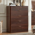 LEYAOYAO Fluted 6 Drawers Dresser for Bedroom Set of 2, 42" Tall Modern Chest of Drawers with Metal Handle, Curved Profile Design,Walnut Wood Drawer Organizer for Bedroom, Living Room, Hallway by LEYAOYAO-Findtheshiningpointofyourideallife%EF%BC%81