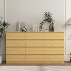 Vibe & Dine 12 Drawer Dresser, 59.1" Large Dresser for Bedroom Free Handle, Modern Wooden Chest of Drawers with Wide Storage for Living Room, Natural Wood - Image 2