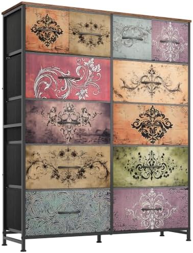 WLIVE Tall Fabric Dresser for Bedroom, 12 Drawer Dressers, Chest of Drawers by WLIVE