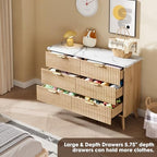 GarveeHome Fluted Dresser for Bedroom with 6 Deep Drawers, Natural Oak - Image 5