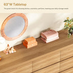 TEENFON 63" Dresser for Bedroom with 9 Drawers, Modern Dressers & Chests of Drawers with Thicker Panels, Wooden Dresser TV Stand, Bedroom Dressers, for Bedroom, Hallway, Natural - Image 7