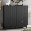 Xixini Fluted Dresser for Bedroom with 10 Drawers, 48" Wide Modern Chest of Drawers with Metal Handle, Wooden Dresser TV Stand, Wood Closet Clothes Storage Organizer for Living Room, Hallway, Black by Xixini