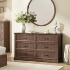 Farmhouse 6 Drawer Dresser for Bedroom, 55" Brown Dresser with TV Stand - Image 5