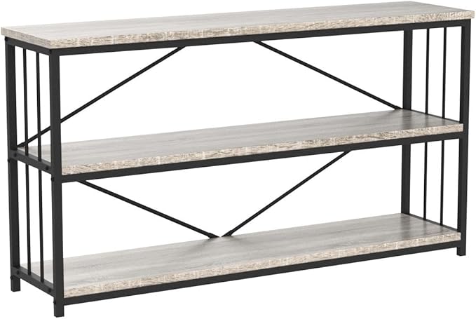 LVB Farmhouse Industrial Console Table, Wood Metal Foyer Entryway Sofa Tables - Image 4