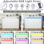 Gyfimoie 8 Drawer Dresser with Power Outlet, Modern Dresser with LED Light - Image 4