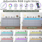 Gyfimoie 9 Drawer Dresser with Power Outlet, Modern Dresser with LED Light - Image 4