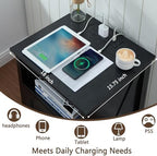 Farmhouse 2 Drawers Dresser for Bedroom,Black Dresser with Charging Station - Image 4