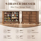 Farmhouse 9-Drawer Dresser with Charging Station for Bedroom - Image 4