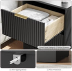 8 Drawer Dresser & 2-Drawer Nightstand Set 3-Piece, Black丨55 Wide Fluted Black Dresser and Night Stand Set of 2 Modern Wood Chest of Drawers Storage Dressers Set for Bedroom - Image 6