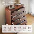 FURSUN Fluted 5 Drawers Dresser for Bedroom, 48" Tall Wooden Modern Dresser with Metal Handle, Curved Profile Design, Storage Organizer for Bedroom, Living Room, Hallway, Dark Walnut - Image 3