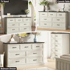 Farmhouse 7 Drawer Dresser for Bedroom, 55" White Dresser with TV Stand - Image 3