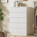 Furniway White Dresser for Bedroom, Modern Dresser with 5 Drawers and Smooth Slides, Wide Chest of Drawers with Golden Handles for Bedroom, Living Room, Closet, 15.7" D x 31.5" W x 47.2" H - Image 4