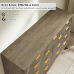 T4TREAM 54" Wide Fluted 9 Drawer Dresser for Bedroom, Grey Alder - Image 5