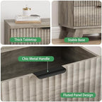 Xixini Fluted Nightstand with 4 Drawers, 31.5" Wide Side Table, Grey - Image 4