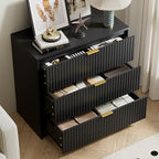 Furniway Black Dresser for Bedroom, Modern Dresser with 3 Drawers and Smooth Slides, Wide Chest of Drawers with Golden Handles for Bedroom, Living Room, Closet, 15.7" D x 31.5" W x 29.6" H - Image 4