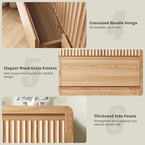 LYNSOM Oak Fluted 7 Drawer Dresser for Bedroom, Curved Edge, 50" Wide - Image 6