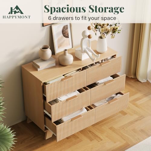 6 Drawer Dresser for Bedroom, Fluted 39.4" Wide Chest of Drawers - Image 3