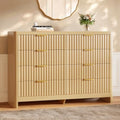 Fluted 8 Drawer Dresser for Bedroom, 47" Wide Modern Chest of Drawers with Metal Handle & Storage, Wooden Dresser TV Stand, Closet Clothes Storage Organizer for Living Room, Natural Oak Dresser by Varello