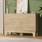 GarveeHome 47" Wide Fluted 8 Drawers Dresser, Oak - Image 3