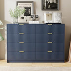 Furniway Navy Blue Dresser for Bedroom, Modern Dresser with 8 Drawers and Smooth Slides, Wide Chest of Drawers with Golden Handles for Bedroom, Closet, 15.7" D x 55" W x 37.4" H - Image 6