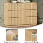 Wodeer Oak Dresser Fluted 6 Drawers Dresser for Bedroom, 47" Wide Wood Chest of Drawers with Hidden Handles & Rounded Corners, Modern TV Stand Storage Cabinet for Living Room, Hallway, Entryway - Image 5