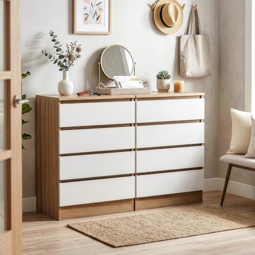 Karl home White Wood Effect 4 Drawer Modern Dresser, Bedroom Storage Chest - Image 7