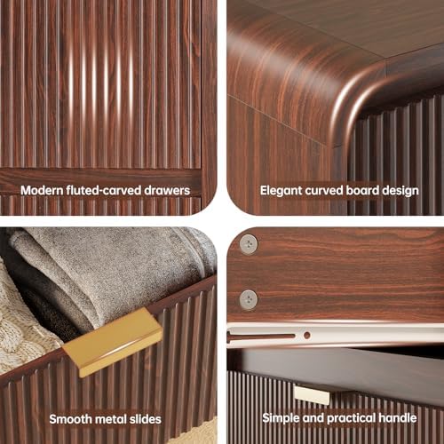 FURSUN Fluted 8 Drawers Dresser for Bedroom, 55" Wide Wooden Dresser with Metal Handle, Curved Profile Design, Modern Storage Organizer for Bedroom, Living Room, Hallway, Dark Walnut - Image 6