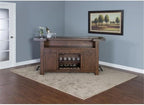 Pemberly Row 78" Farmhouse Wood Freestanding Island Home Bar Unit, Stemware - Image 6