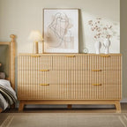 BORNOON 57" Long Dresser for Bedroom, 7-Drawer Fluted Chest, Wide Wood Storage Dresser with Metal Slides and Handles, Stable Base, Modern Clothes Organizer for Primary Suite, Guest Room, Nursery - Image 4