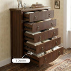 FUSUNBAO 5-Drawer 47" Tall Fluted Dresser, Vertical Chest of Drawers,Walnut - Image 5