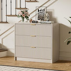Furniway Beige Dresser for Bedroom, Modern Dresser with 3 Drawers and Smooth Slides, Wide Chest of Drawers with Golden Handles for Bedroom, Living Room, Closet, 15.7" D x 31.5" W x 29.6" H - Image 7