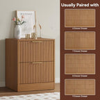 9 Drawer Dresser & 2-Drawer Nightstand Set 3-Piece, Natural Wood丨63 Wide Fluted Bedroom Dresser Set Night Stand Set of 2, Modern Wood Chest of Drawers Storage Dressers Set for Bedroom - Image 5