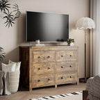 Xixini 47.2" Wide 6-Drawer Farmhouse Dresser for Bedroom, Brown - Image 6