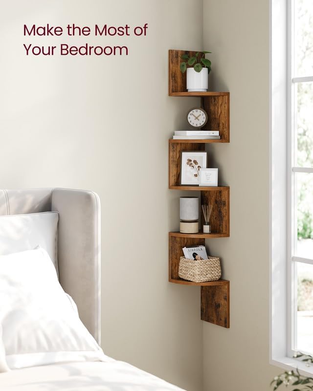 VASAGLE Corner Shelf Wall Mount, 5-Tier Floating Corner Bookshelf - Image 4