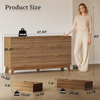 BORNOON Fluted 7 Drawer Dresser, 47.2" Wide Modern Boho Chest of Drawers, Wooden Storage Dresser TV Stand for Bedroom, Living Room, Closet, Hallway, Curved Profile Design - Image 2