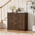 Furniway Walnut Dresser for Bedroom, Modern Dresser with 3 Drawers and Smooth Slides, Wide Chest of Drawers with Golden Handles for Bedroom, Living Room, Closet, 15.7" D x 31.5" W x 29.6" H by Furniway