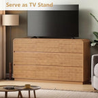 Wodeer Dresser Fluted 6 Drawers Dresser for Bedroom, 47" Wide Wood Chest of Drawers with Hidden Handles & Rounded Corners (Walnut, 9 Drawers, Fluted Panel & Rounded Corners) - Image 3
