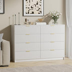 Furniway White 8 Drawer Dresser for Bedroom, Modern Dresser with Smooth Slides, Wide Chest of Drawers with Golden Handles for Bedroom, Living Room, Closet, 15.7" D x 55" W x 37.4" H - Image 6
